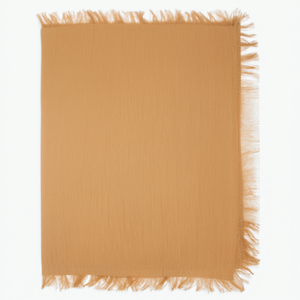 Toalla larga delgada de algodón y lino de 70x180 cm con bordes con flecos para el cuello - Product Image 1