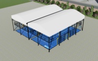 Terrain de padel professionnel avec toit robuste, équipement de terrain de tennis extérieur, terrain de padel panoramique, ensemble complet à vendre