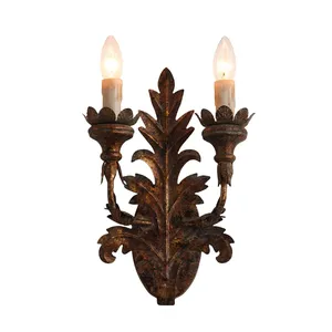 Applique Murale LED en Fer Forgé Style Américain Vintage avec Feuilles, Luminaire Suspendu Design Moderne pour Chambre, Chevet, Restaurant, Bar, Café - Product Image 5