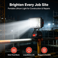 Lampe de travail portable sans fil à batterie lithium 48 LED haute luminosité 5 pouces pour chantier et situations d'urgence