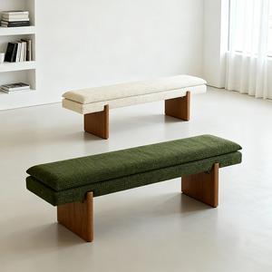 Banco de madera maciza tapizado en verde, diseño minimalista moderno para entrada o comedor, construcción duradera - Product Image 5
