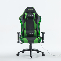 Chaise de Gaming ergonomique en cuir, fauteuil avec éclairage Led Rgb, noir et vert, pour ordinateur, Gaming de course
