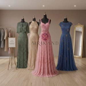 Designer Georgette Floor Length <b>Dress</b> <b>for</b> Women with Hand Embellished Stone Work Luxury Indian <b>Evening</b> Gown <b>Wedding</b> Party Wear - Product Image 2