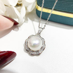 S925 Silver Pendant Empty Holder DIY Accessories with 11-12mm Round Bead <b>Concealer</b> Necklace Pendant Jewelry Findings 30996 - Product Image 2