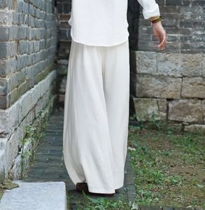 <span class=keywords><strong>Pantaloni</strong></span> a Gamba Larga da <span class=keywords><strong>Donna</strong></span> <span class=keywords><strong>in</strong></span> Cotone e <span class=keywords><strong>Lino</strong></span> Stile Giapponese Tinta Unita <span class=keywords><strong>con</strong></span> <span class=keywords><strong>Vita</strong></span> Elastica Nuovo Vintage Taglie Forti - Product Image 4