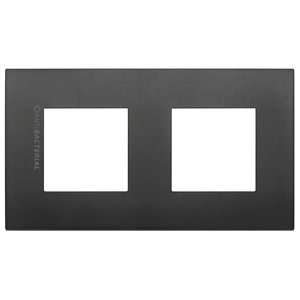 4M 2 Gang <b>Socket</b> Plate Black Antibacterial <b>Plugs</b> & <b>Sockets</b> - Product Image 1