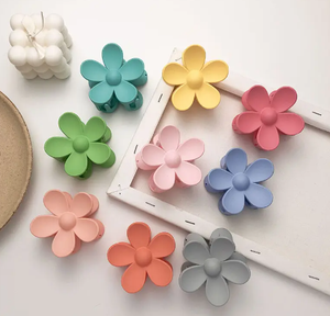 Đa-Màu Matte Nhựa Lớn Hoa Phụ Nữ Tóc Claw Clip - Product Image 5