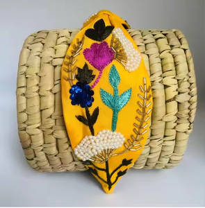 Bandeaux brodés à la main de qualité supérieure Yellow Sun Shine-Facile à porter et doux Produit de qualité supérieure d'Inde - Product Image 1