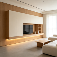 Meubles sur mesure pour toute la maison : Lit flottant, Armoire sans poignée à LED, Meuble de cuisine, Mobilier de salon moderne et minimaliste
