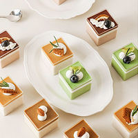 Mini boîte à gâteau carrée jetable avec couvercles dôme Emballage transparent en plastique PET de qualité alimentaire pour et Tiramisu