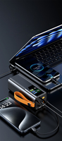 Batterie externe à charge rapide 100W 20000mAh avec câble rétractable, affichage numérique, chargeur portable, lampe torche, station d'alimentation