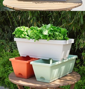 Grand pot de fleurs carré à suspendre au mur pour plantes d'intérieur, support rectangulaire en plastique pour fleurs - Product Image 6