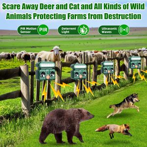 Détection de mouvement répulsif pour animaux d'extérieur solaire à ultrasons Lumière stroboscopique LED Dispositif de dissuasion solide pour cerfs Pièges à parasites pour chiens - Product Image 6
