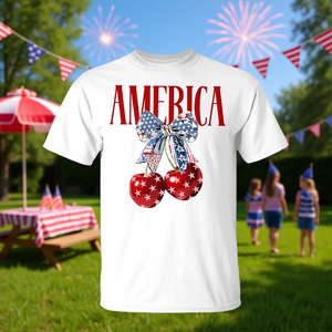 Camiseta patriótica del 4 de julio con bandera de Estados Unidos y cereza americana - Product Image 3