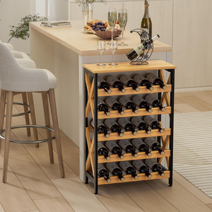 SINCERE, estante de vino personalizado de 5 niveles, diseño moderno, muebles IronHome, estante de exhibición de botellas de vino de Metal de madera para fiestas en casa - Product Image 2