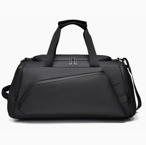 Bolsa de Lona Impermeable Negra, Bolsa de Viaje y Deporte de Gran Capacidad con Compartimento para Zapatos, Mochila Plegable - Product Image 2