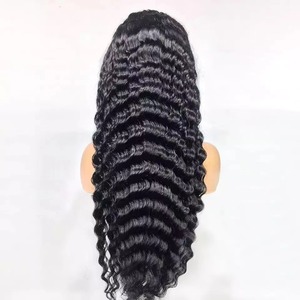 Glueless Brazilian <b>Deep</b> <b>Wave</b> Human Virgin Hair HD for Lace Front <b>Wig</b> 200% Density Short Length Highlights Color - Product Image 5