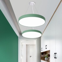 Lustre LED circulaire moderne ajouré, hauteur réglable, multicolore, avec câble de suspension, en fer rose, pour salle de danse, salle de yoga, salle de classe