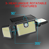 Lampes solaires d'extérieur 3 têtes Lampes solaires d'extérieur 305 LED haute luminosité Lumière solaire à l'extérieur pour cour jardin Wall Street