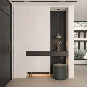 Custom Modern Wooden Entryway <b>Shoe</b> Cabinet with Seating Waterproof Storage Solid Wood for Hotels Apartments Schools - Product Image 1