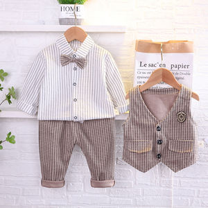 Niños chico <span class=keywords><strong>Caballero</strong></span> <span class=keywords><strong>ropa</strong></span> trajes boda cumpleaños fiesta <span class=keywords><strong>elegante</strong></span> conjunto Bebé <span class=keywords><strong>Ropa</strong></span> Casual camisa a rayas chaleco pantalones niños <span class=keywords><strong>ropa</strong></span> - Product Image 3