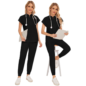 42015 Uniformes médicaux tissés personnalisés et confortables avec col zippé, tailles plus, pantalons de travail pour le personnel médical - Product Image 6
