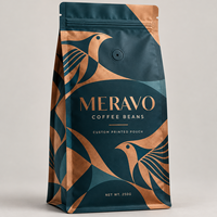 Sacs d'emballage pour café imprimés sur mesure avec valve de dégazage unidirectionnelle, fermeture éclair refermable et pochette souple autoportante pour expresso