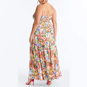 Robe longue bohème tropicale <span class=keywords><strong>à</strong></span> bretelles <span class=keywords><strong>spaghetti</strong></span> et détail <span class=keywords><strong>à</strong></span> nouer, fluide et <span class=keywords><strong>à</strong></span> volants, idéale pour les vacances d'été <span class=keywords><strong>à</strong></span> <span class=keywords><strong>la</strong></span> plage, personnalisable - Product Image 5