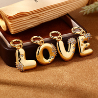 New Arrivals Fashion Initial Letter Pendants Charms 18K Gold Plated Bubble Letters Brass Zircon DIY Nameplate Couple Necklace