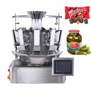 Pesadora de cabezales múltiples, máquina de envasado de pesaje multifunción para aperitivos, galletas de chocolate, encurtidos, hardware