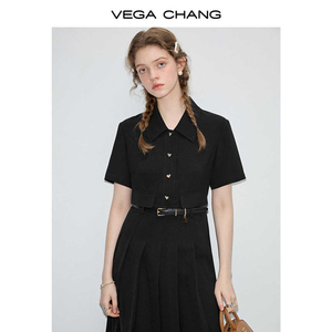 Vestido Camisero Plisado de Verano <span class=keywords><strong>2026</strong></span> de VEGA CHANG para Mujer, Nuevo Diseño, Estilo Delgado y Elegante, Color Negro - Product Image 2