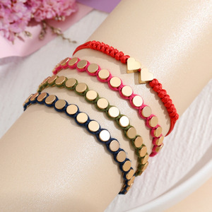 Simple <b>Adjustable</b> Metal Beaded <b>Bracelet</b> Heart Shape Zinc Alloy Unisex Fashion Jewelry Gift Style 1 Style 2 Style 3 - Product Image 1