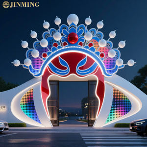 Una gran escultura de fibra de vidrio de una corona de Fénix y un adorno de escultura de ópera china tradicional - Product Image 3