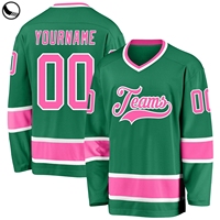 Maillot de hockey sur glace personnalisé à col montant, respirant, avec impression HD, broderie 3D, séchage rapide, et logo, nom et numéro en patch sergé
