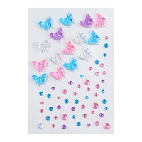 10 styles d'autocollants papillon et rose en strass 3D effet aurore éblouissante sans colle pour maquillage visage/yeux ; Décalcomanies