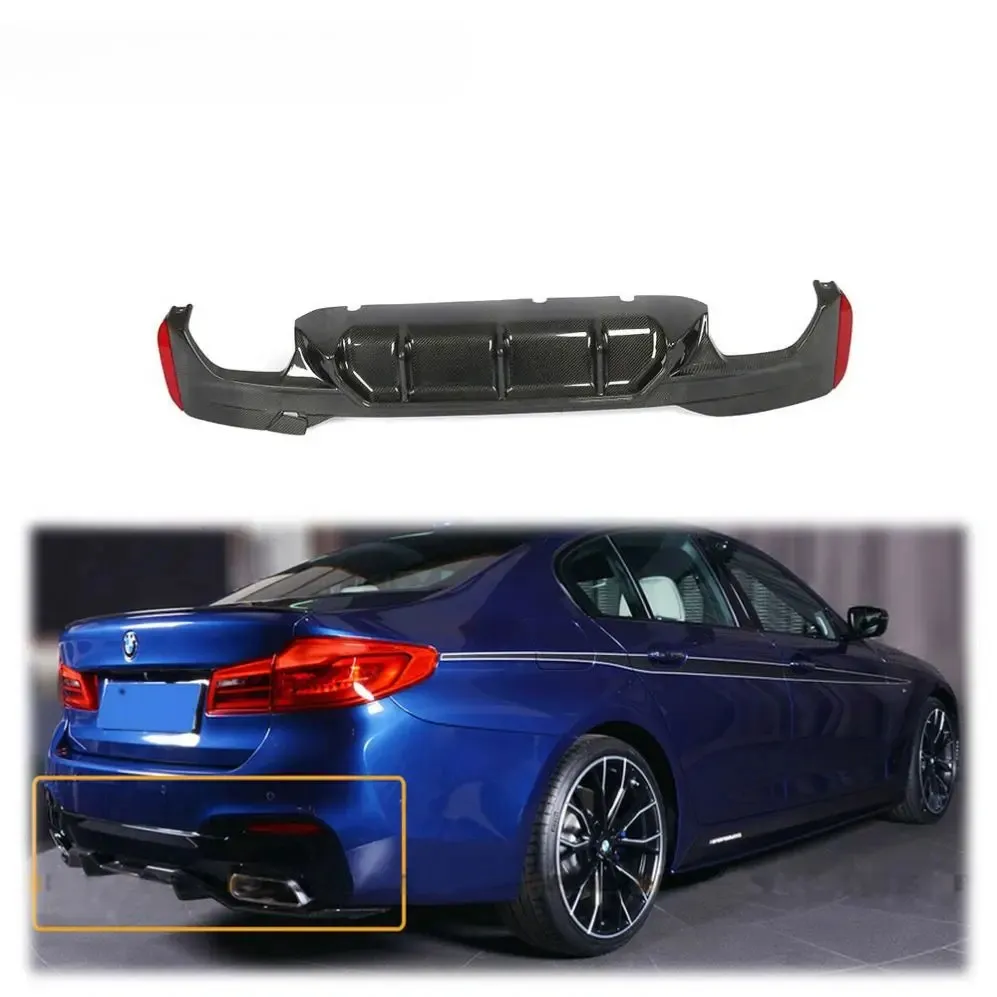 17-22 BMW G30 5 serisi için karbon fiber arka difüzör W/ M spor Bumper-M5 tarzı