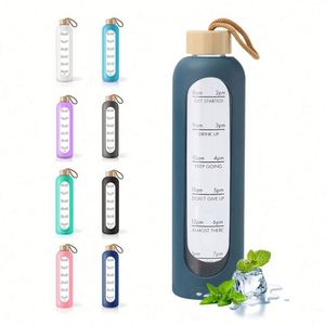 Botella de Agua de Vidrio Ecológica de Alta Calidad, Portátil, con Tapa y Funda de Silicona, Duradera, Personalizable - Product Image 1