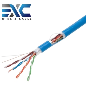 Cable protector de muestra gratis EXC Cat5e CCA cable FTP interior Cobre sólido 24AWG 4 pares 1000ft CAT5e Cable Lan - Product Image 2