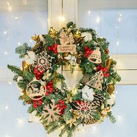Hölzerne Weihnachts baums chmuck Schneeflocken Weihnachts dekoration mit Hanfseil und beweglichen Holz perlen