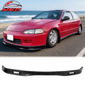 เหมาะสำหรับ Honda Civic 2 ปี 1992-1995 สปอยเลอร์หน้าทรง Spoon สีดำดิบ - Product Image 1