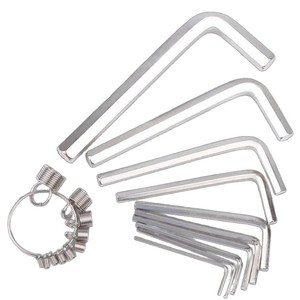 Jeu de clés hexagonales chromées de 10 pièces avec porte-clés pour outils de réparation DIY - Product Image 1