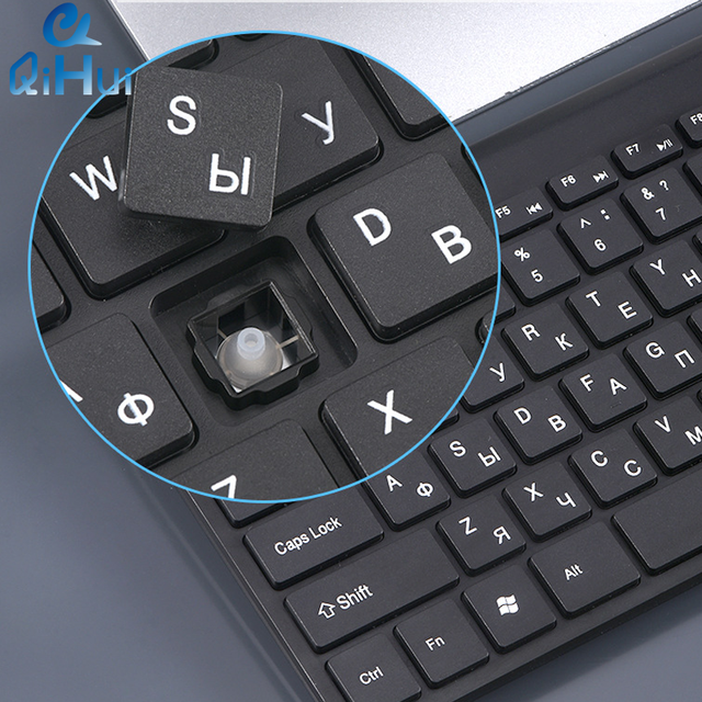 QiHui Best Seller 86 Keys Free Sample Wireless Keyboard Mouse Combos Keyboard Mouse Desktop Computer Pc