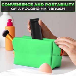 Brosse à cheveux pliante avec miroir de maquillage peigne nouveau design de poche de voyage mini pliable logo personnalisé pour salon de coiffure vente en gros - Product Image 2