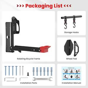 Support mural réglable en acier pour vélo, support de rangement vertical avec crochet pivotant et cintre pour <span class=keywords><strong>le</strong></span> stationnement des vélos dans <span class=keywords><strong>le</strong></span> garage - Product Image 6