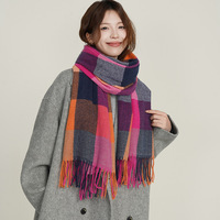Écharpe en polyester effet cachemire style britannique pour femme, automne-hiver, motif écossais classique, inspirée d'Instagram, design décontracté à franges