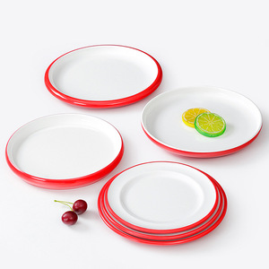 Assiettes en mélamine bicolores, assiettes rondes en plastique, durables, compatibles micro-ondes, pour hôtel, restaurant, fête - Product Image 1