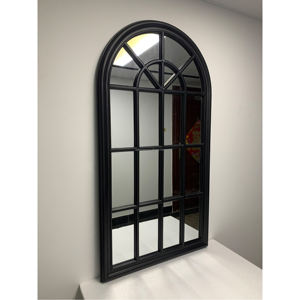 Cadre mural décoratif en bois à grille en forme d'arche, style moderne, grand miroir noir et or, pour chambre à coucher, salon, couloir, jardin - Product Image 6