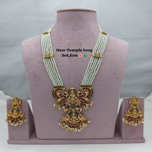 Ensemble de bijoux long collier en cristal traditionnel fabriqué en Inde avec boucles d'oreilles assorties pour femmes et filles par les exportateurs - Product Image 2