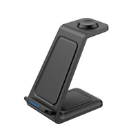 Support magnétique pliable sans fil trois-en-un HT-ZZ1 avec sortie 15W pour la charge des téléphones et des montres