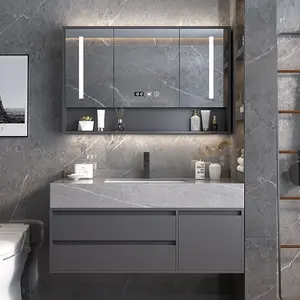 Tocador de baño de estilo europeo personalizado, mueble flotante, móvil, sin bolsa, impermeable, para colgar en la pared, armario